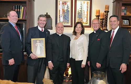  - L_R_CEO_Kevin_Lundy_John_Fitzpatrick_Archbishop_Samuel_J_Aquila_Barb_Fitzpatrick_Deacon_Alan_Rastrelli_MD_and_Mark_Skender_Credit_James_BacaDivine_Mercy_CNA_2_19_14