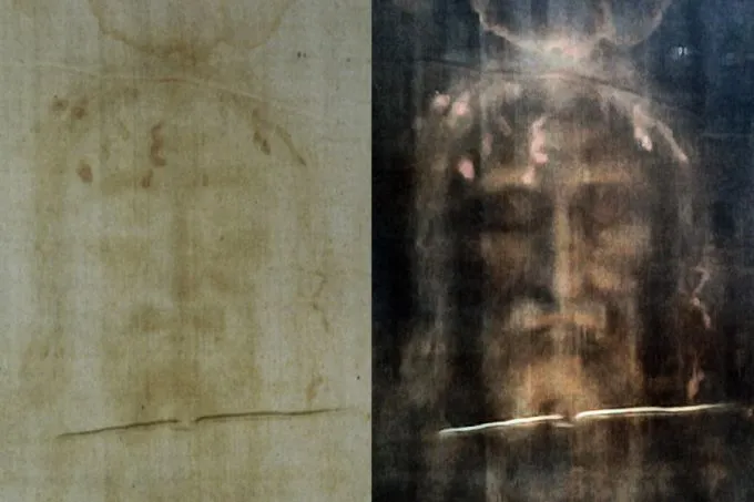 Shroud of Turin featuring positive (L) and negative (R) digital filters. Credit: Dianelos Georgoudis via Wikimedia Commons.