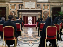 Pope Francis addresses members of Rome's Pontifical Filipino College March 22, 2021.