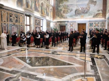 Pope Francis holds an audience with members of the Pontifical Mexican College at the Vatican March 29, 2021.