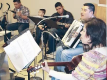 Edivaldo Murguia, Emilino Ortega, Fredi Ortega, Octavio Beserra, and Delfina Beserra provide music for Mass. WRC photos by Becky Berreth