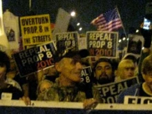 Protesters urging the repeal of Prop. 8.