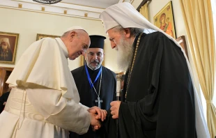 Pope Francis meets with Patriarch of the Bulgarian Orthodox Church Neofit in Sofia, Bulgaria, May 5th, 2019 /   Vatican Media / ACI Group