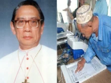 Archbishop Oscar Cruz / Filipinos voting in the country's first electronic vote.