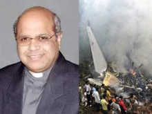 Bishop Derek Fernandes and the scene of the Air India Express crash.