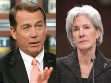 Rep. John Boehner and HHS Secretary Kathleen Sebelius.