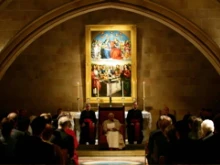 Pope in meeting with Christian Leaders in crypt of St. Mary's Cathedral