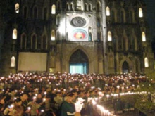 Vietnamese Catholics pray for government officials and the saftey of their local church.