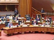 Hawaiian lawmakers debate in the state House of Representatives