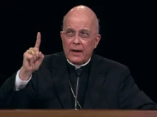 Cardinal Francis George speaks to a packed Marriot Center at BYU on Tuesday.