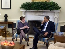 President Obama meets with Solicitor General Elena Kagan. 