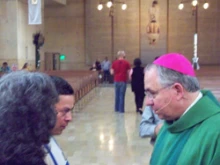 Archbishop Gomez greets the faithful at the Los Angeles Cathedral.