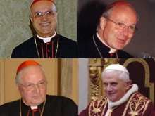 Cardinals Bertone, Schönborn and Sodano (top to bottom, left to right) as well as Pope Benedict.