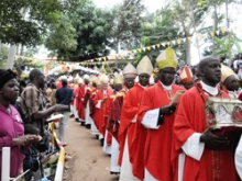 Catholic bishops and lay faithful participate in the celebration of the Ugandan martyrs. 