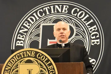 Archbishop Cordileone speaking at the Symposium on Advancing the New Evangelization in Kansas Credit Michelle Harrison Benedictine College CNA