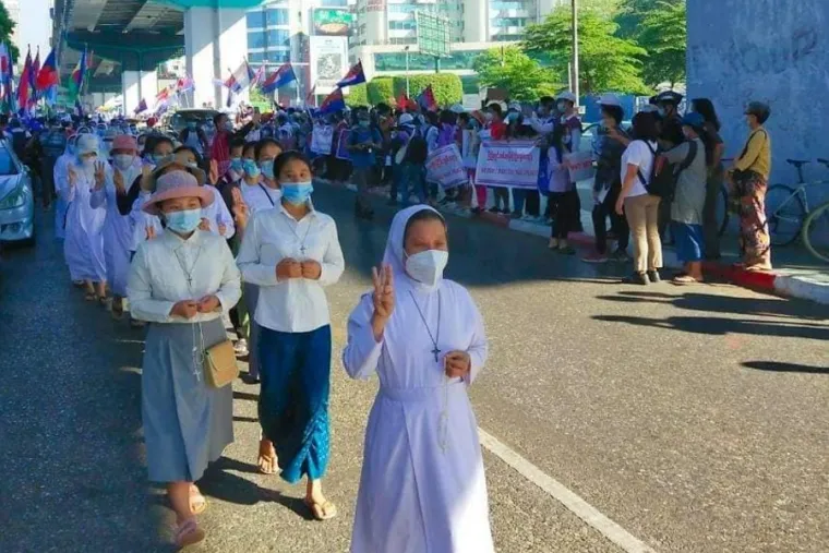 Report Catholic Nuns Join Protests Against Burma S Military Coup