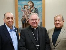 Archbishop José Gomez, with President and CEO Robert B. Aguirre (left) and Chairman Ruben Escobedo (right)