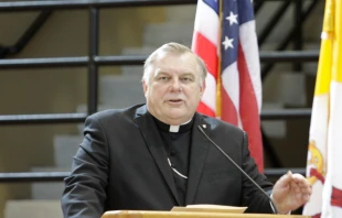 Archbishop Thomas Wenski speaks at a press conference.   Ana Rodriguez-Soto/Archdiocese of Miami