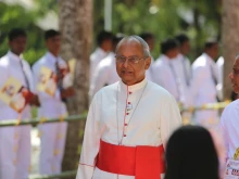 Cardinal Malcolm Ranjith outside his residence in Colombo, Sri Lanka on Jan. 13, 2015. 