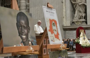 Vatican City - November 23, 2017: Pope Francis at the Prayer for Peace in South Sudan event in Vatican City on November 23, 2017   © Vatican Media / ACI Group