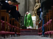 Pope Francis celebrates Mass at the Altar of the Chair in St. Peter's Basilica, Nov. 15, 2020. Credit: Vatican Media.