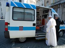 The ambulance entrusted to the Office of Papal Charities. Copyright Vatican Media.