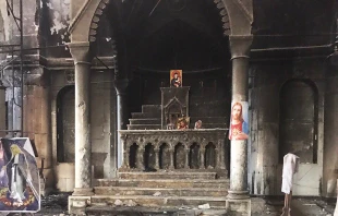 Destroyed church.   Humanitarian Nineveh Relief Organization.