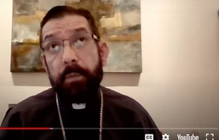 Bishop Daniel Flores of Brownsville speaks during a discussion on the coronavirus pandemic at the 2020 virtual meeting of the USCCB.   USCCB