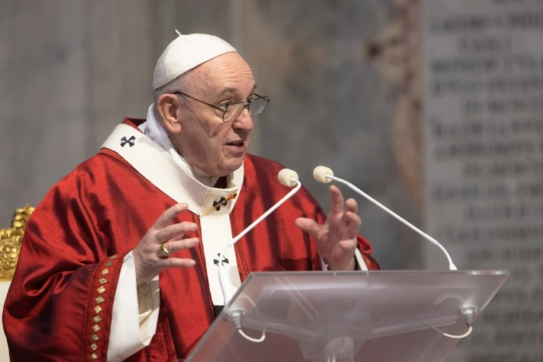 Pope Francis celebrates Pentecost Sunday Mass in St. Peter’s Basilica May 31, 2020. Credit: EWTN-CNA Photo/Daniel Ibáñez/Vatican Pool