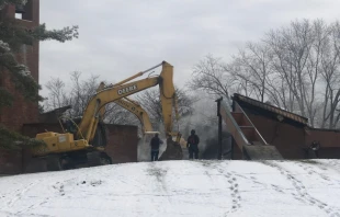 The site of Most Blessed Sacrament parish in Franklin Lakes, NJ, after an arson burned the church Dec 11, 2019.   Margaret Condon/CNA