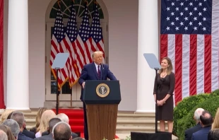 President Donald Trump presents Amy Coney Barrett at the White House, Sept. 26, 2020.   Christine Rousselle/CNA