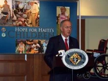 Supreme Knight Carl Anderson announces the new program to help Haitian children who lost their limbs.