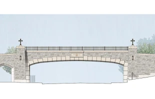 A depiction of the planned pedestrian bridge. Photo courtesy of Villanova University. 