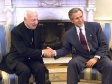 Cardinal Laghi meeting with President George W. Bush