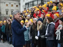Rep. Jeff Fortenberry addresses young pilgrims to the March for Life from his Nebraska district outside the U.S. Capitol in January 2019.