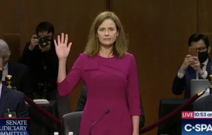 Judge Amy Coney Barrett before the Senate Judiciary Committee, Oct. 12, 2020.   C-SPAN