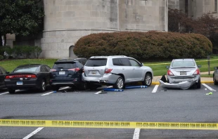 Cars hit during an attack at DC's National Shrine Dec. 10.   Matt Hadro/CNA