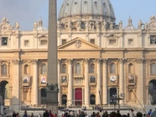 Large images of six saints-to-be adorn St. Peter's Basilica