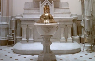 A baptismal font at St. Michael's Parish in Philadelphia.   Wmflanagan/wikimedia CC BY SA 4.0