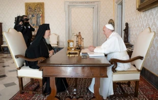 Pope Francis meets with Patriarch Bartholomew at Domus Sancta Marta, Sept. 19, 2019.  