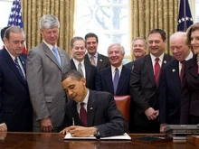 President Obama signs the Executive Order on abortion this past March.