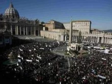 The vast crowd shows their support for Pope Benedict XVI