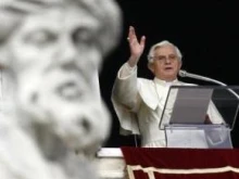 Pope Benedict XVI blesses the faithful in St. Peter's Square