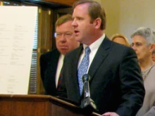 Vice President for Public Policy Paul A. Long speaking at a news conference on Wednesday