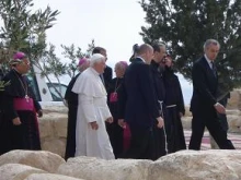 Pope Benedict visiting Mt. Nebo, where Moses first saw the Promised Land