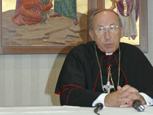 Archbishop Eusebius Beltran speaking at a press conference in 2006. (