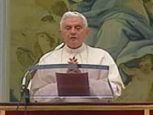 Pope Benedict XVI addresses the crowd at Castel Gandolfo.