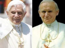 Popes Benedict XVI and John Paul II.