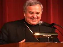 Bishop Robert Carlson speaking at a press conference in St. Louis this morning