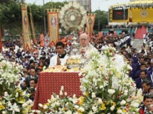 Cardinal Cipriani processes with the Blessed Sacrament during last Sunday's Mass.